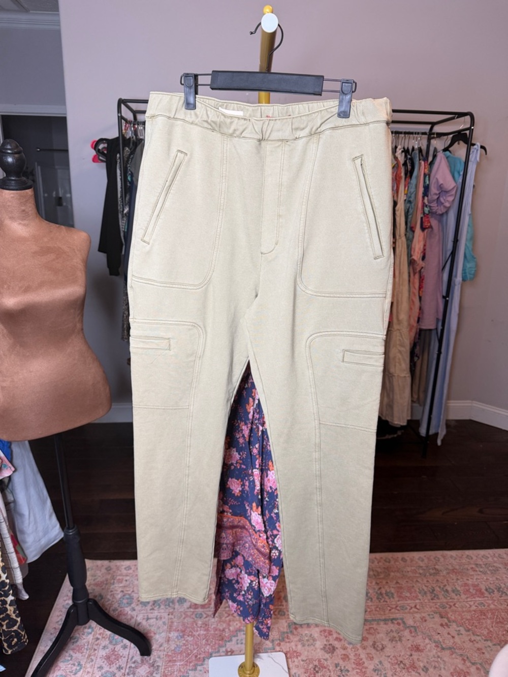 Anthropologie Pilcro Light olive green pull on trousers